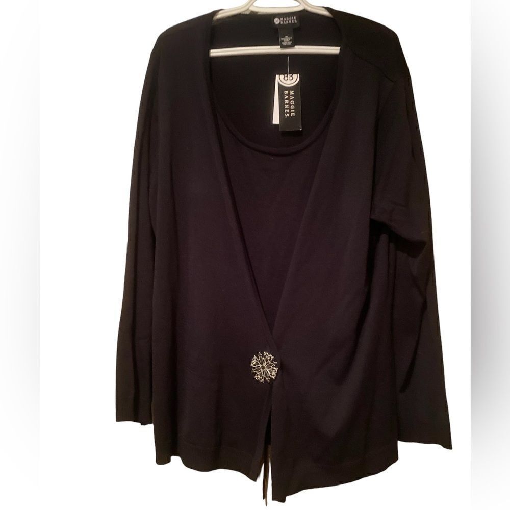 Maggie Barns Black Blazer Flower Broach Size 1X